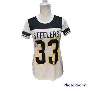 NFL Steelers Black and White Team Apparel Jersey with the #33 size medium